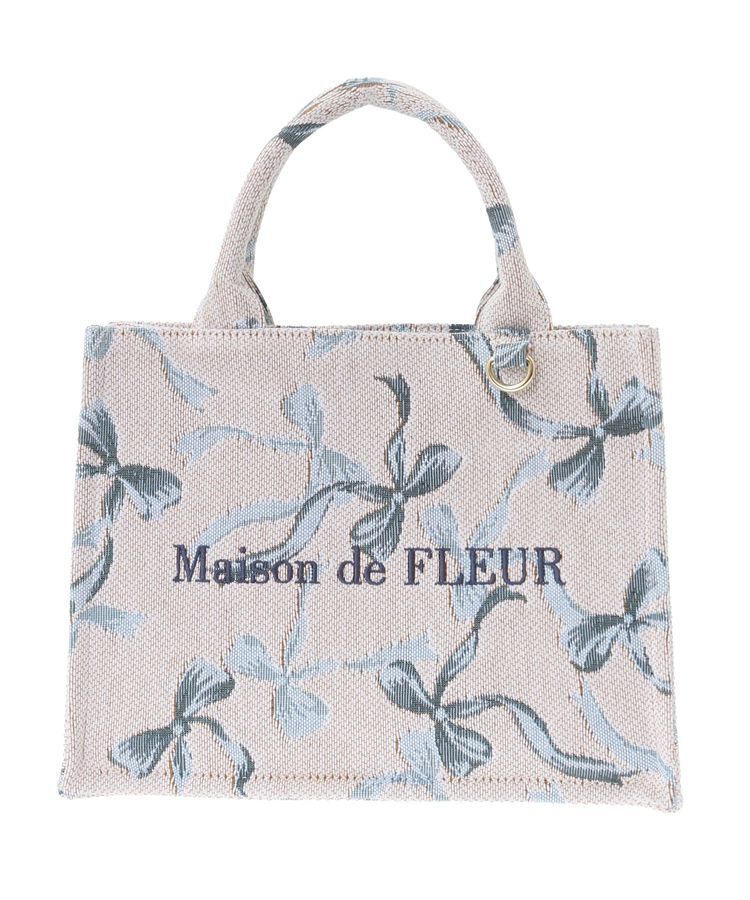 Maison de FLEUR「リボン柄ゴブランスクエアトートSバッグ」|トートバッグ|