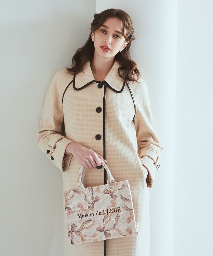 Maison de FLEUR「リボン柄ゴブランスクエアトートSバッグ」|トートバッグ|