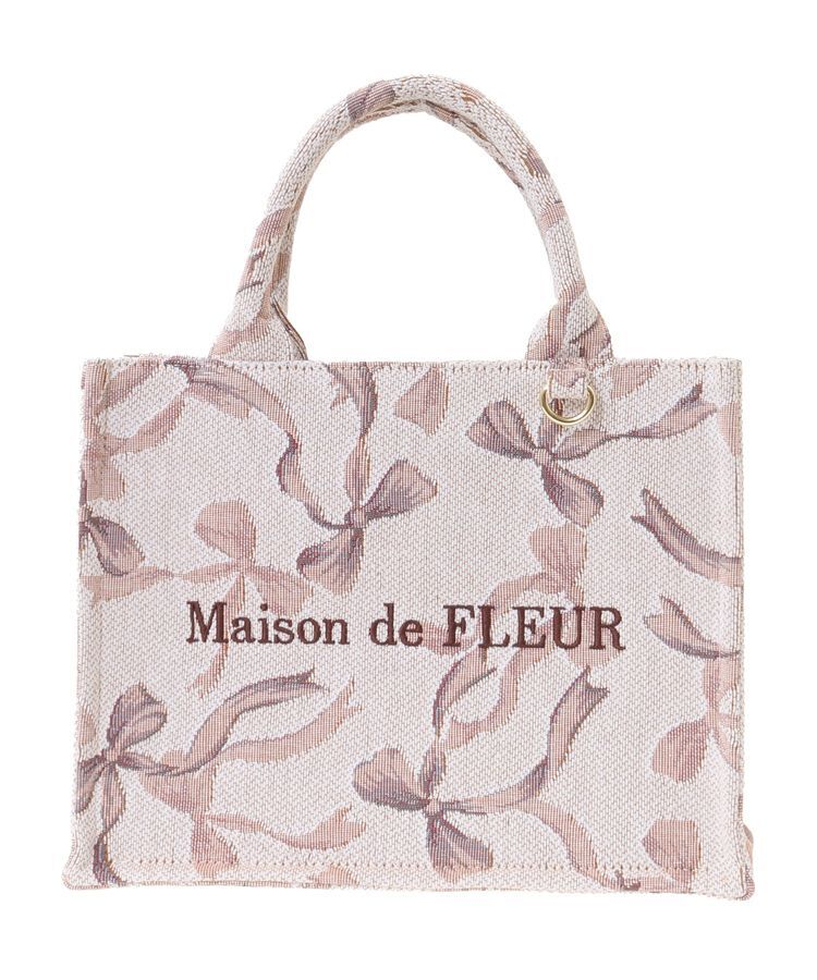 Maison de FLEUR「リボン柄ゴブランスクエアトートSバッグ」|トートバッグ|