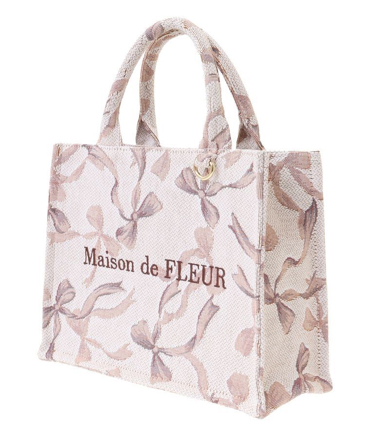 Maison de FLEUR「リボン柄ゴブランスクエアトートSバッグ」|トートバッグ|