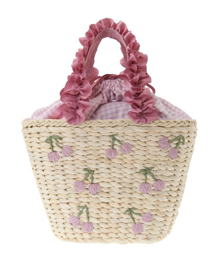 Maison de FLEUR「チェリーメイズフリルハンドルカゴバッグ」|ハンドバッグ|