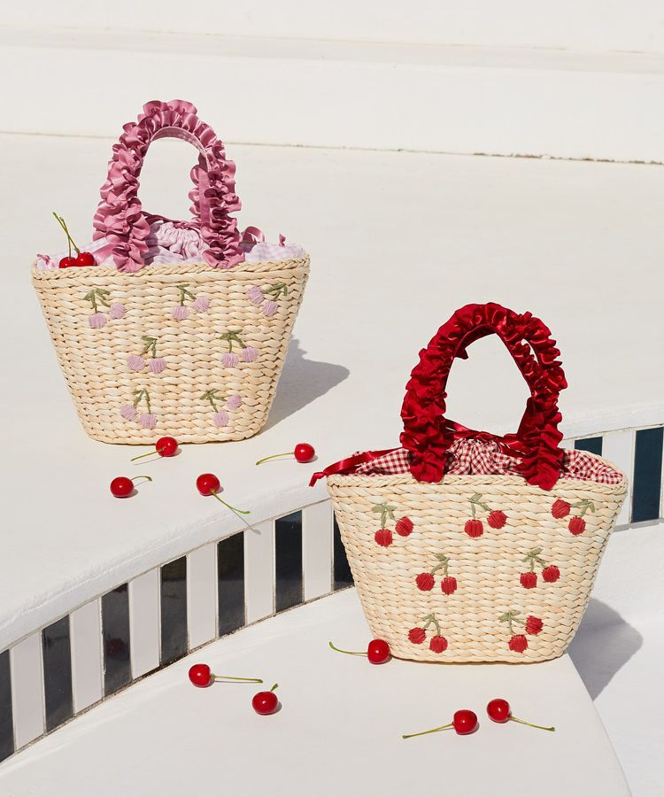 Maison de FLEUR「チェリーメイズフリルハンドルカゴバッグ」|ハンドバッグ|