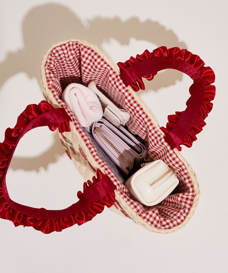 Maison de FLEUR「チェリーメイズフリルハンドルカゴバッグ」|ハンドバッグ|