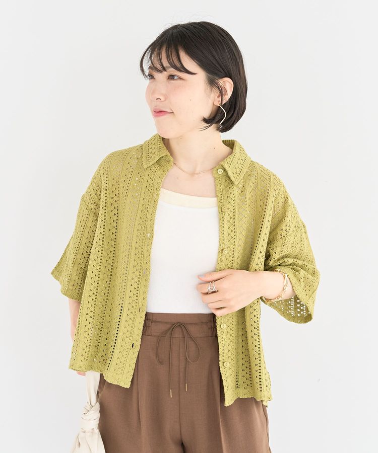 Green Parks「インド綿 衿付きレースシャツ」|シャツ・ブラウス|Olive