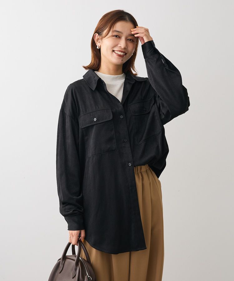 Green Parks「・SUGAR SPOON サテンオーバーシャツ」|シャツ・ブラウス|