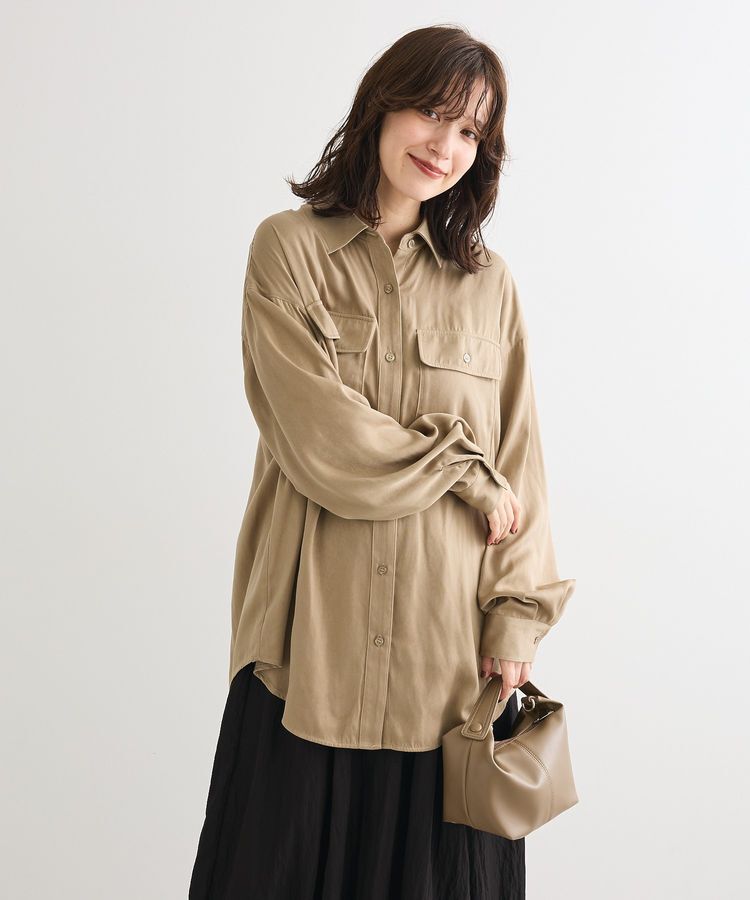 Green Parks「・SUGAR SPOON サテンオーバーシャツ」|シャツ・ブラウス|