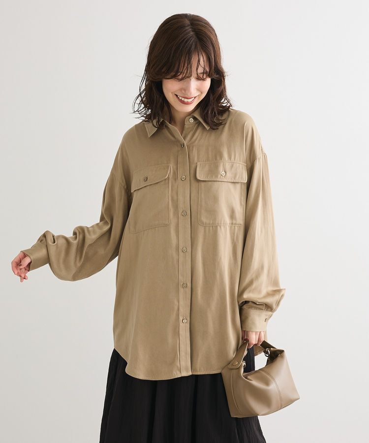 Green Parks「・SUGAR SPOON サテンオーバーシャツ」|シャツ・ブラウス|