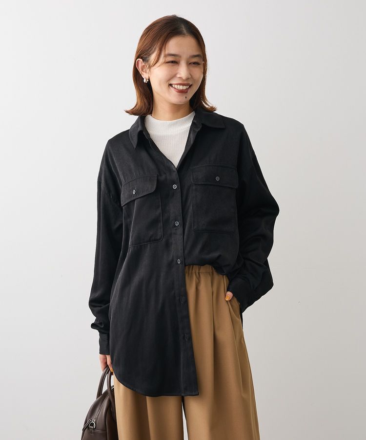 Green Parks「・SUGAR SPOON サテンオーバーシャツ」|シャツ・ブラウス|Black