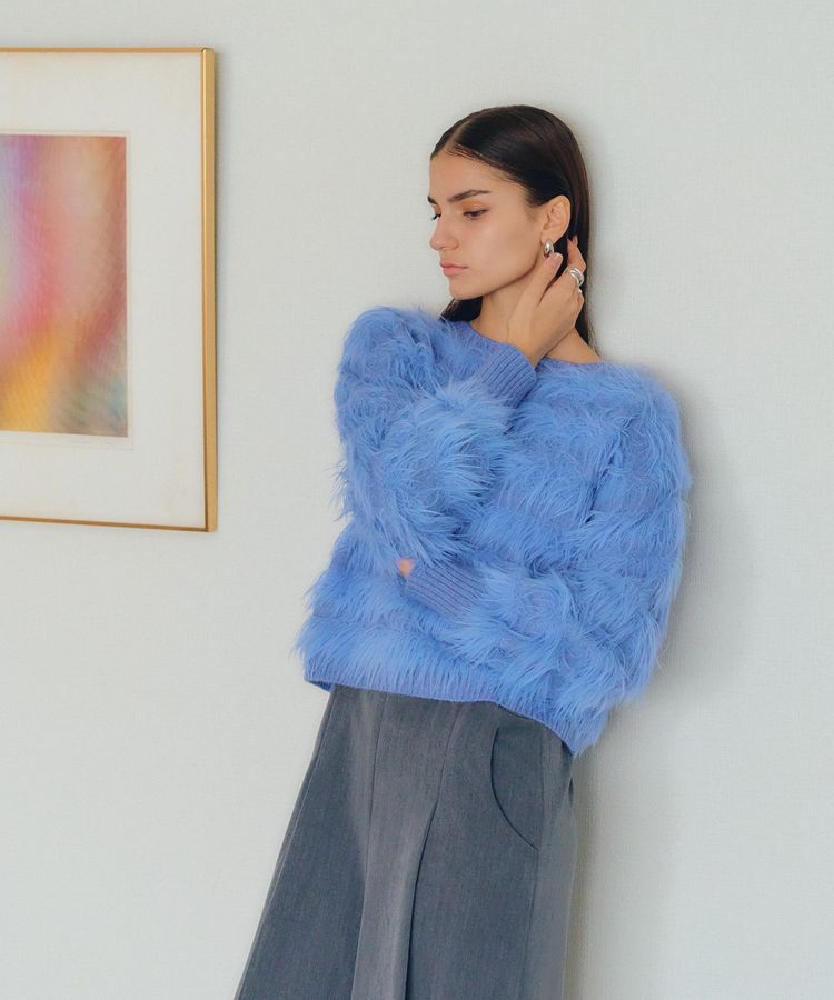 YECCA VECCA「フェザーボーダーニット」|ニット・セーター|