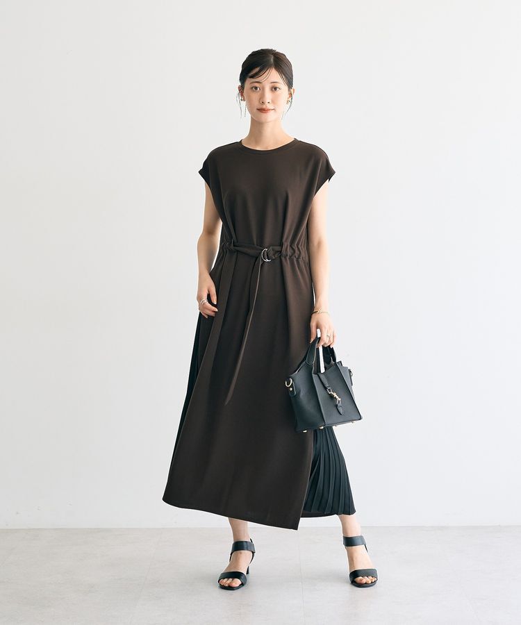 YECCA VECCA「ベルテッドプリーツ切替ワンピース」|ワンピース|