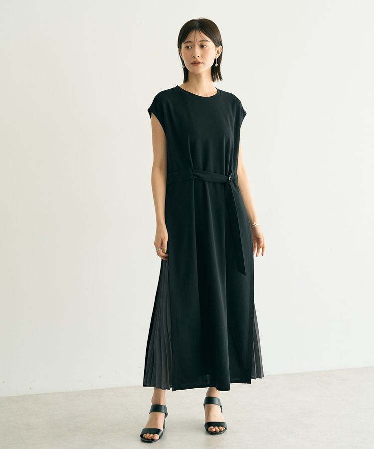 YECCA VECCA「ベルテッドプリーツ切替ワンピース」|ワンピース|