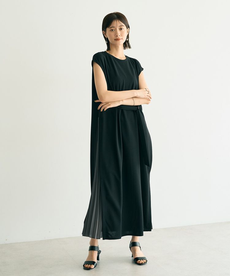 YECCA VECCA「ベルテッドプリーツ切替ワンピース」|ワンピース|