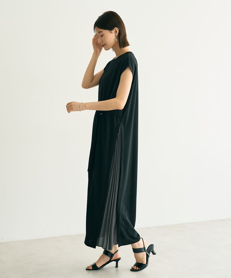 YECCA VECCA「ベルテッドプリーツ切替ワンピース」|ワンピース|