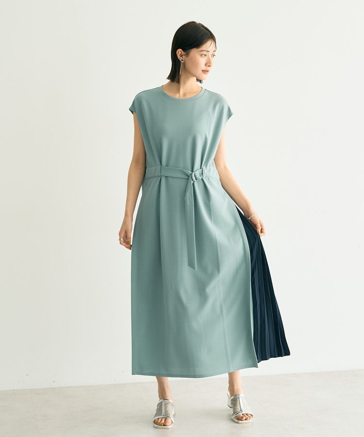 YECCA VECCA「ベルテッドプリーツ切替ワンピース」|ワンピース|