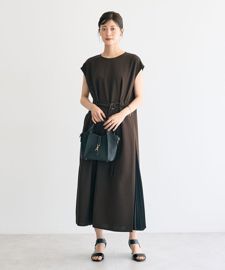 YECCA VECCA「ベルテッドプリーツ切替ワンピース」|ワンピース|