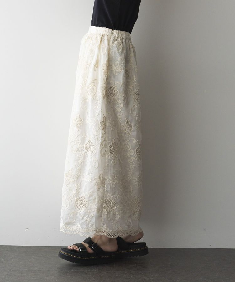 GARAGE OF GOOD CLOTHING「レースギャザーロングスカート」|フレア|