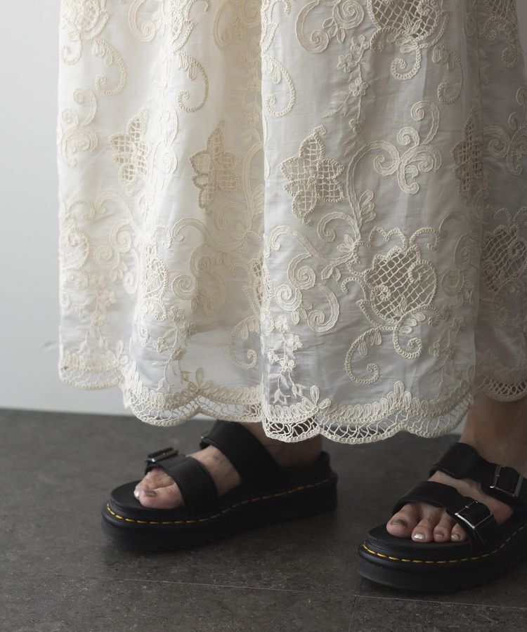 GARAGE OF GOOD CLOTHING「レースギャザーロングスカート」|フレア|