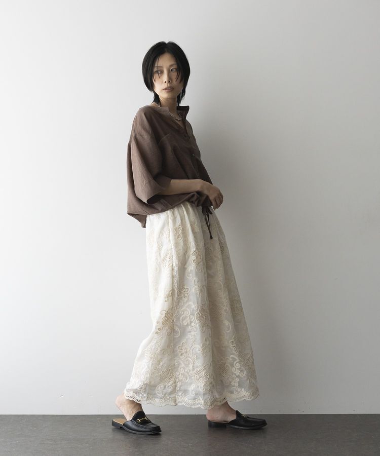 GARAGE OF GOOD CLOTHING「レースギャザーロングスカート」|フレア|