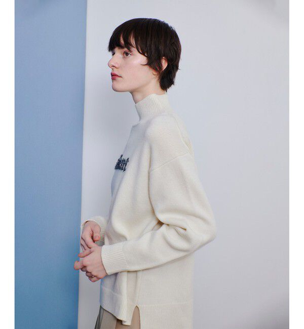 allureville「シャギーラメロゴインターシャプルオーバー」|ニット・セーター|