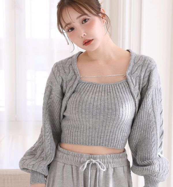  「ケーブルニットアンサンブル」|ニット・セーター|