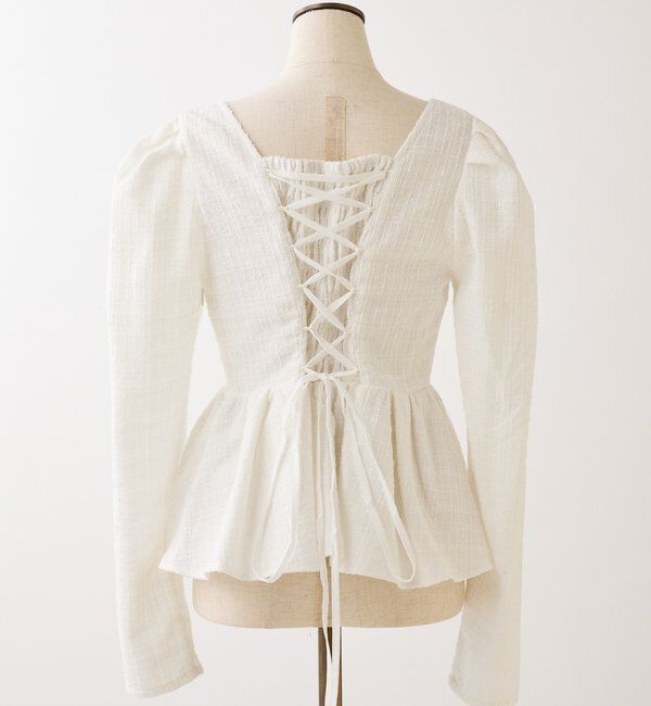  「バックレースアップペプラムブラウス」|シャツ・ブラウス|