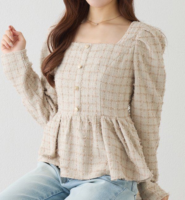  「バックレースアップペプラムブラウス」|シャツ・ブラウス|