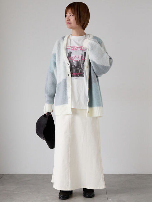 Lugnoncure「起毛ジャカードパッチワーク風Vネックカーディガン」|カーディガン|