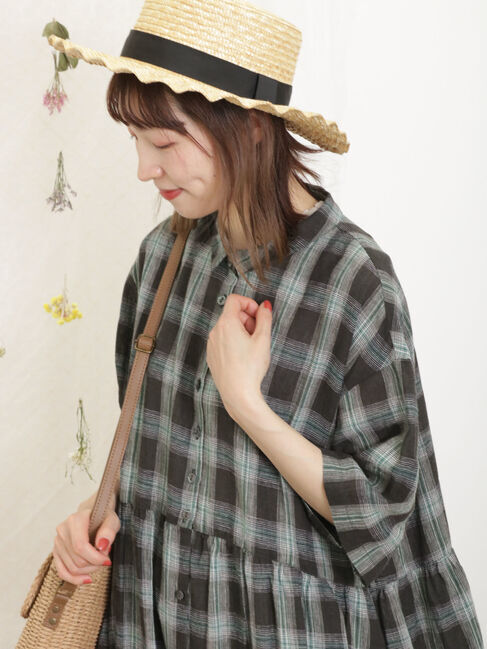 Samansa Mos2「【Sサイズ / WEB限定】【イージーケア】柄アソートリネン混シャツワンピース」|ワンピース|