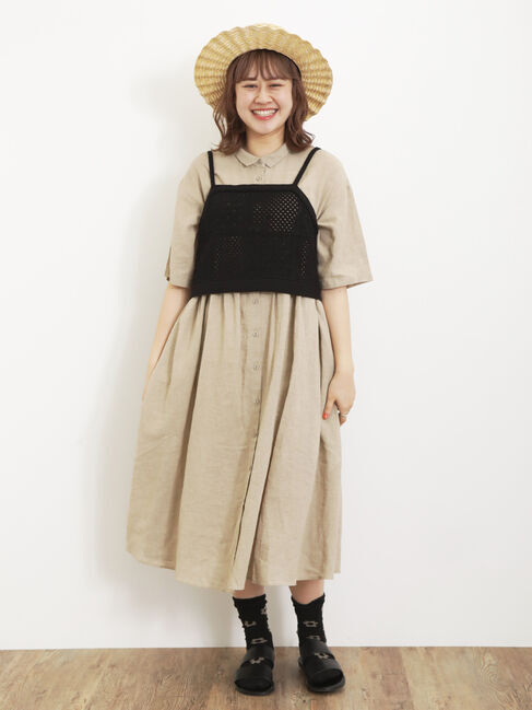 Samansa Mos2「【Sサイズ / WEB限定】【イージーケア】柄アソートリネン混シャツワンピース」|ワンピース|