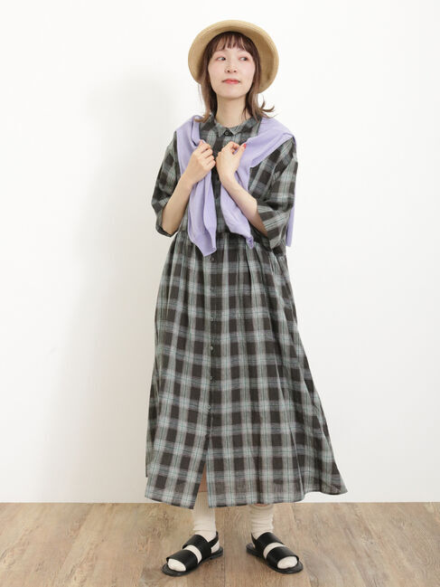 Samansa Mos2「【Sサイズ / WEB限定】【イージーケア】柄アソートリネン混シャツワンピース」|ワンピース|