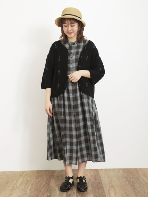 Samansa Mos2「【Sサイズ / WEB限定】【イージーケア】柄アソートリネン混シャツワンピース」|ワンピース|