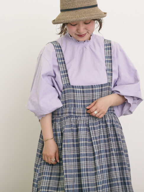 Samansa Mos2「襟レースシャーリング袖タックブラウス」|シャツ・ブラウス|