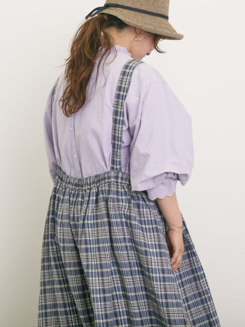 Samansa Mos2「襟レースシャーリング袖タックブラウス」|シャツ・ブラウス|