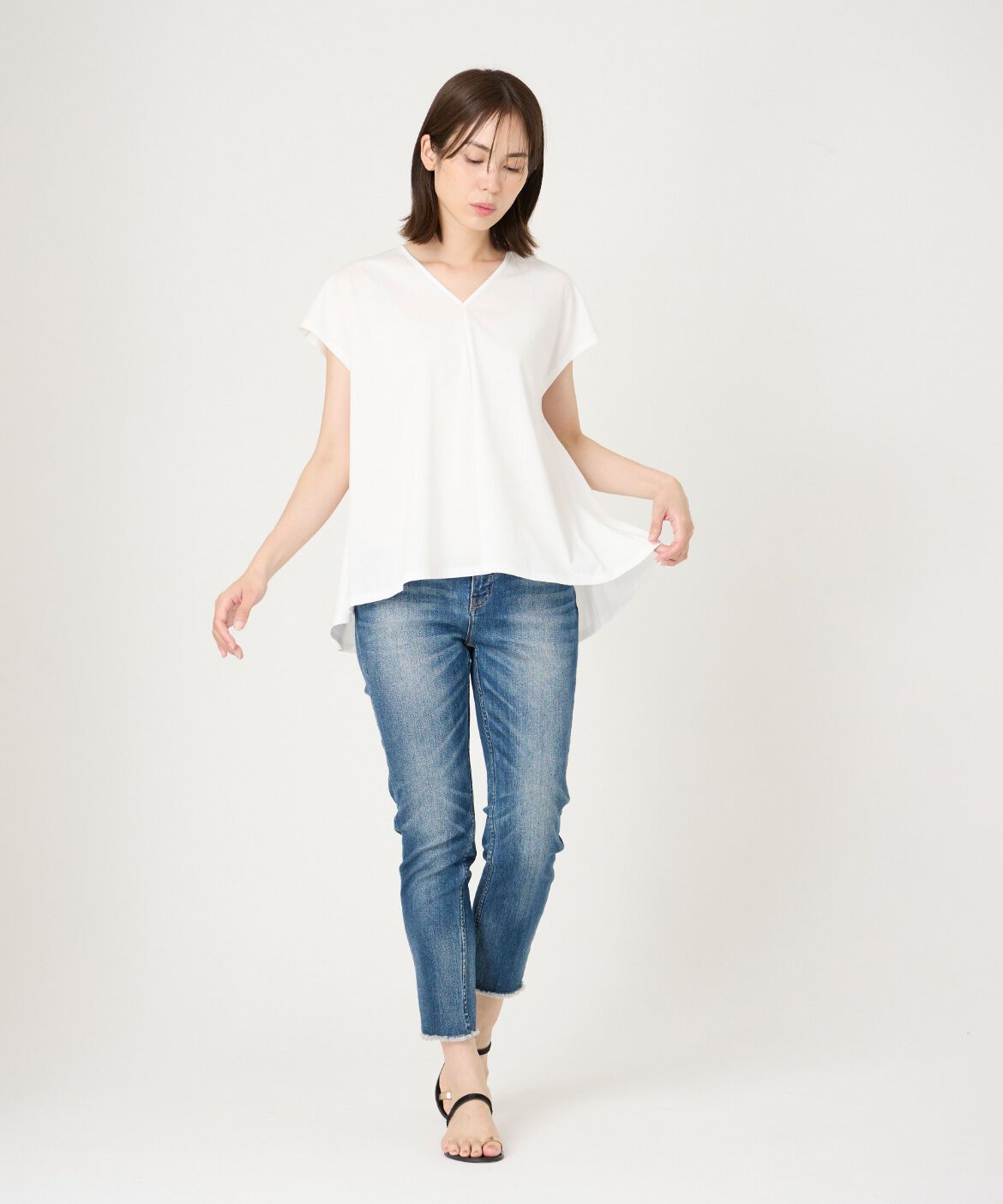 7-IDconcept.「Vネックフレアカットソー」|Tシャツ・カットソー|