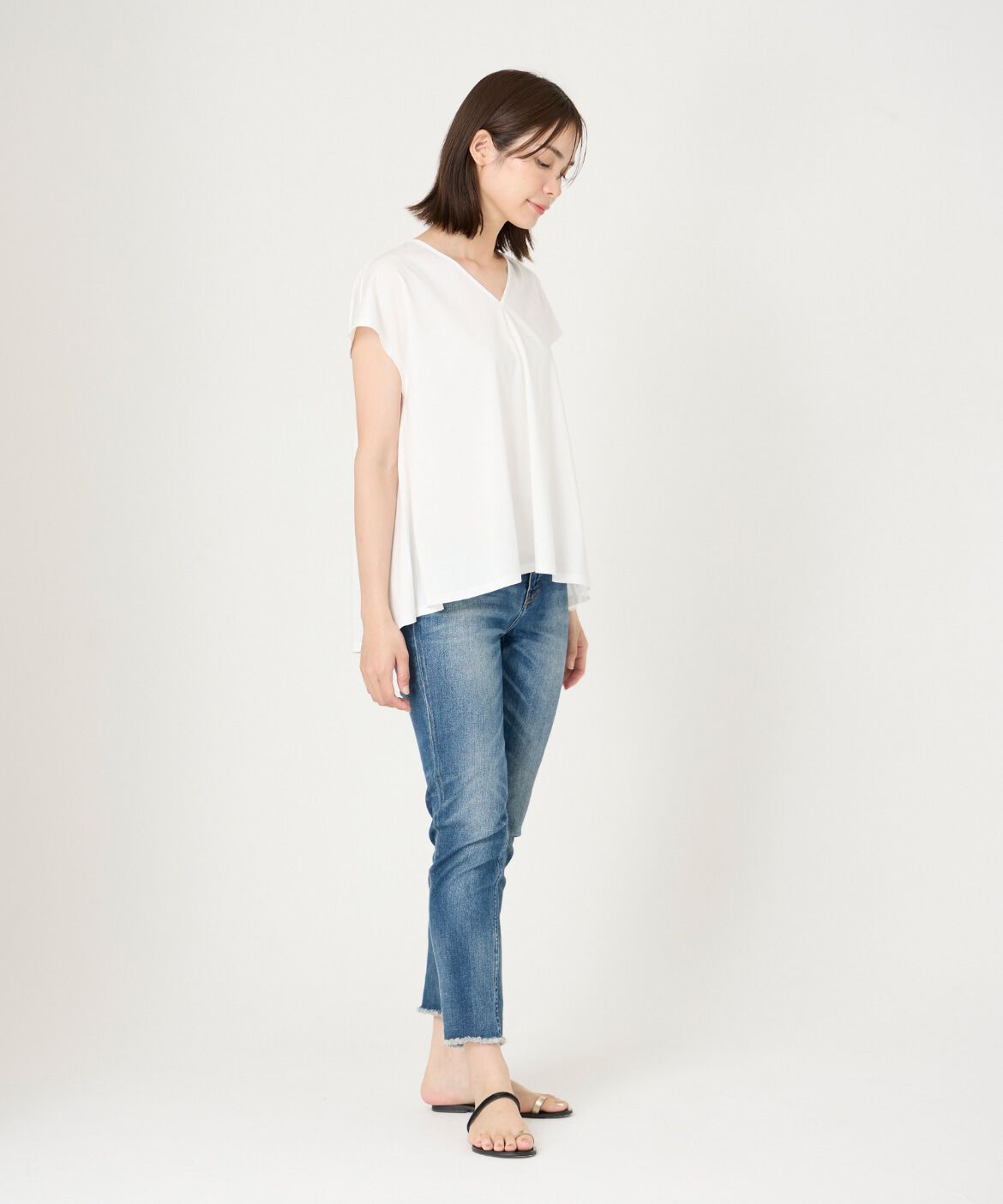 7-IDconcept.「Vネックフレアカットソー」|Tシャツ・カットソー|