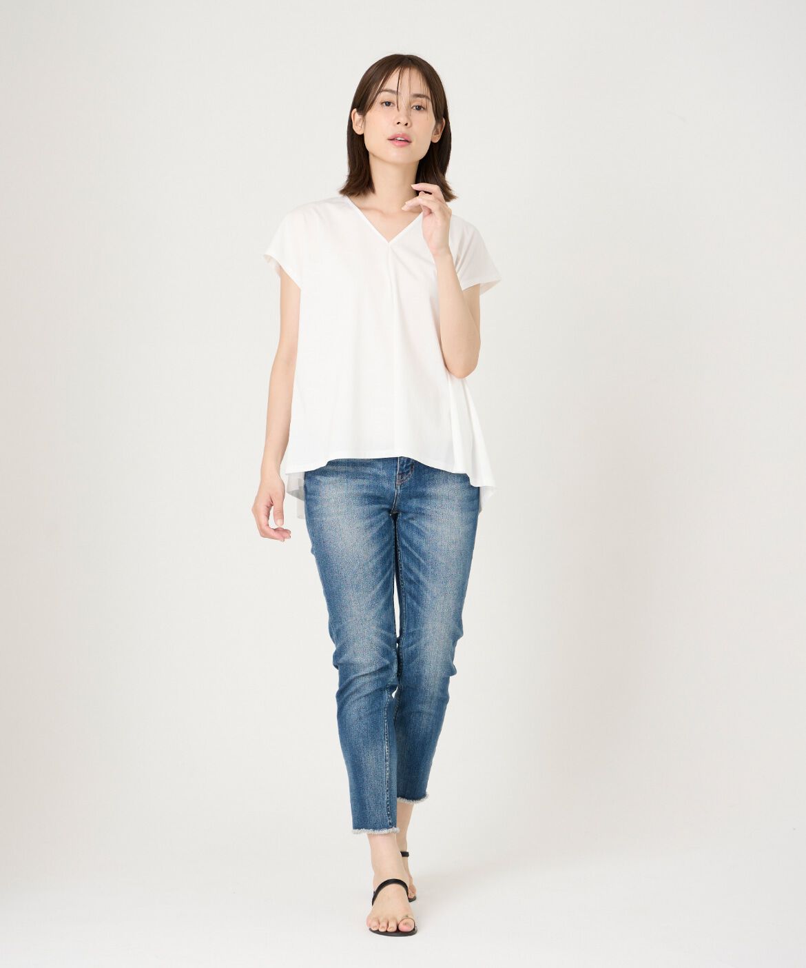 7-IDconcept.「Vネックフレアカットソー」|Tシャツ・カットソー|