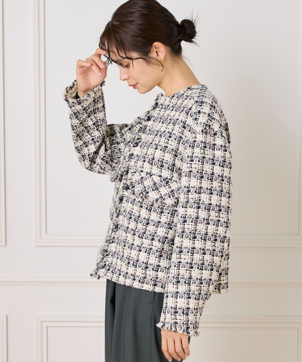 la veille by SUPERIOR CLOSET「《大きいサイズ》LINTONノーカラージャケット」|ノーカラージャケット|