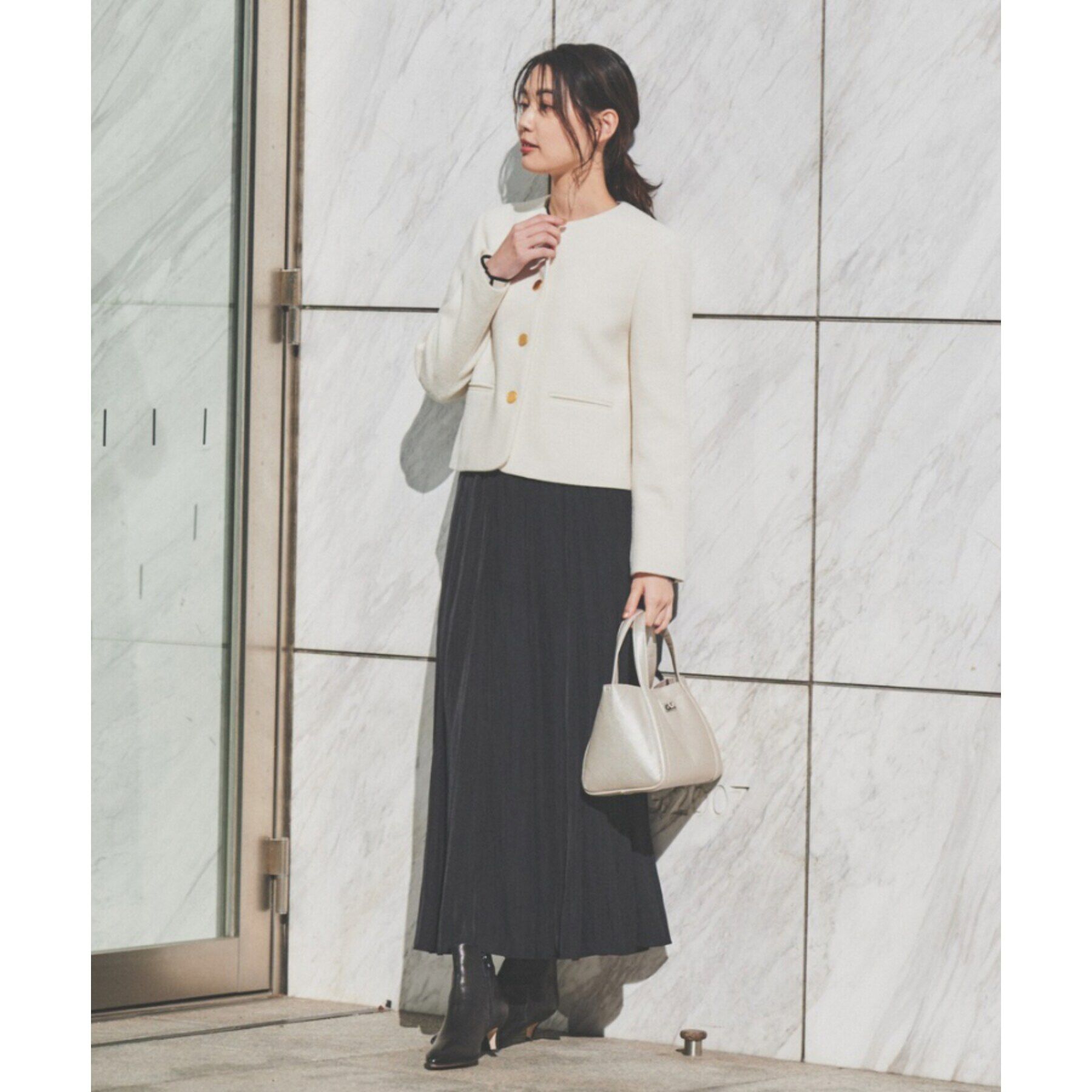 UNTITLED「【ウエストゴム/洗える】パウダークロス ロングスカート」|スカート|