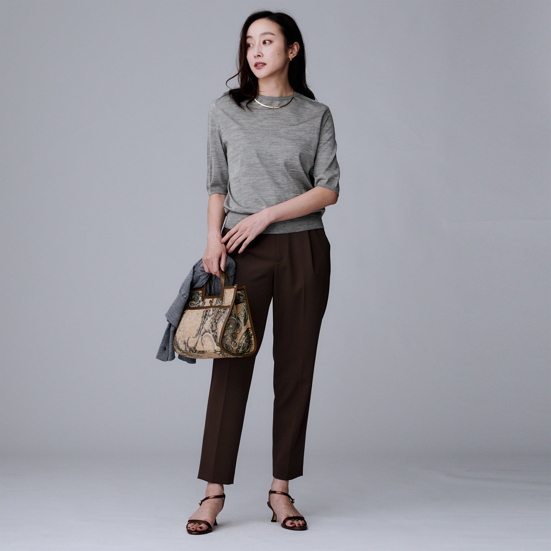 UNTITLED「【アンサンブル可/六分袖/洗える】ウールシルクニット」|ニット・セーター|