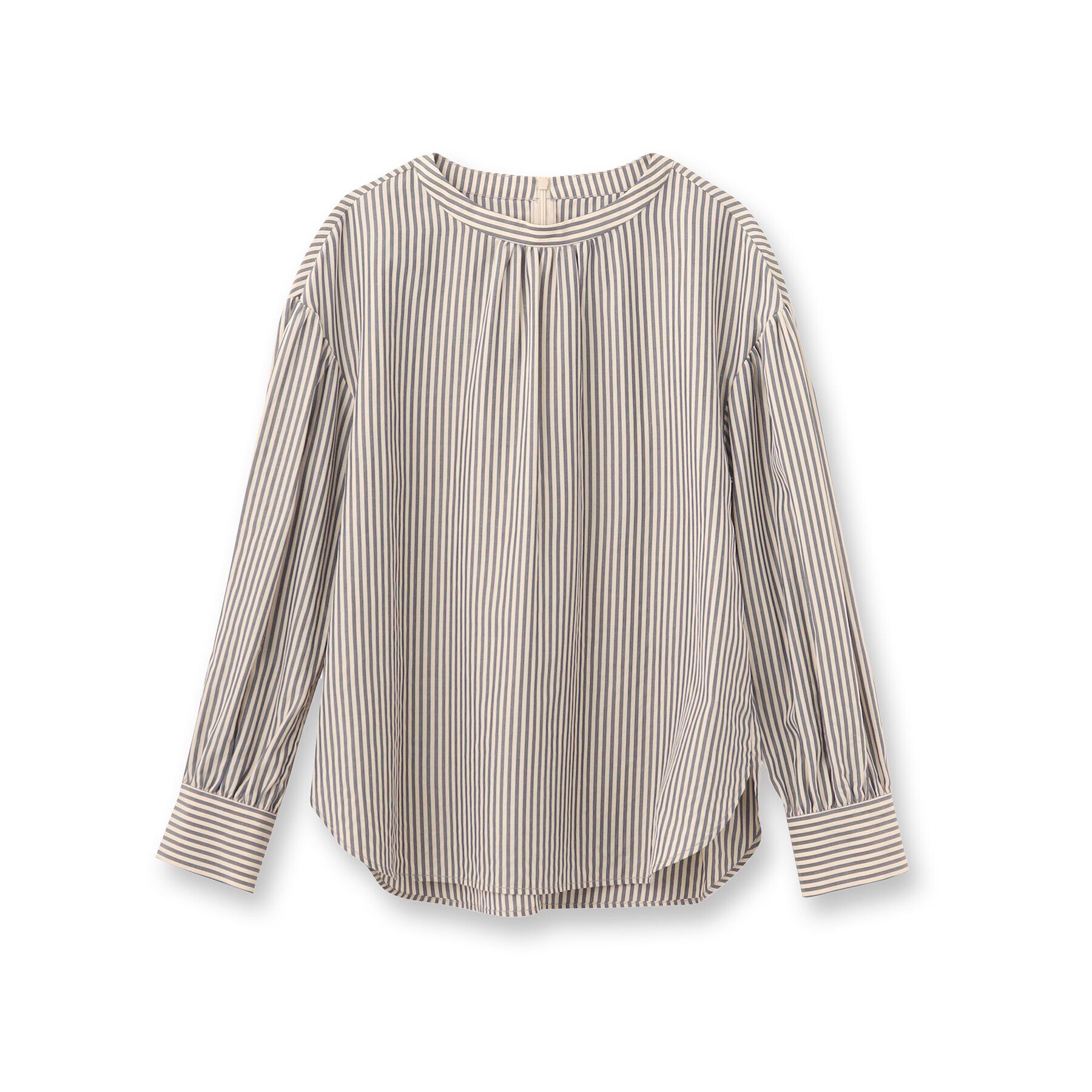 Reflect「【手洗い可】プチスタンドネックストライプブラウス」|シャツ・ブラウス|