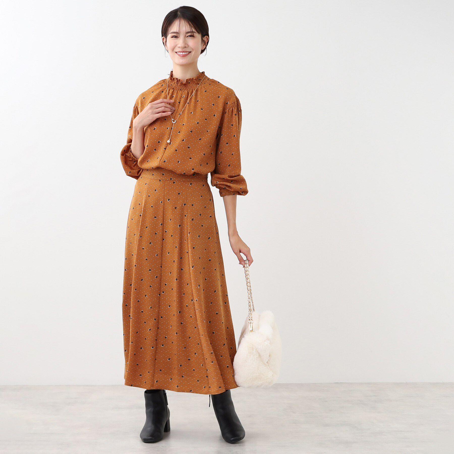 Reflect「【マシンウォッシュ可／セットアップ可】マーブルドットブラウス」|シャツ・ブラウス|