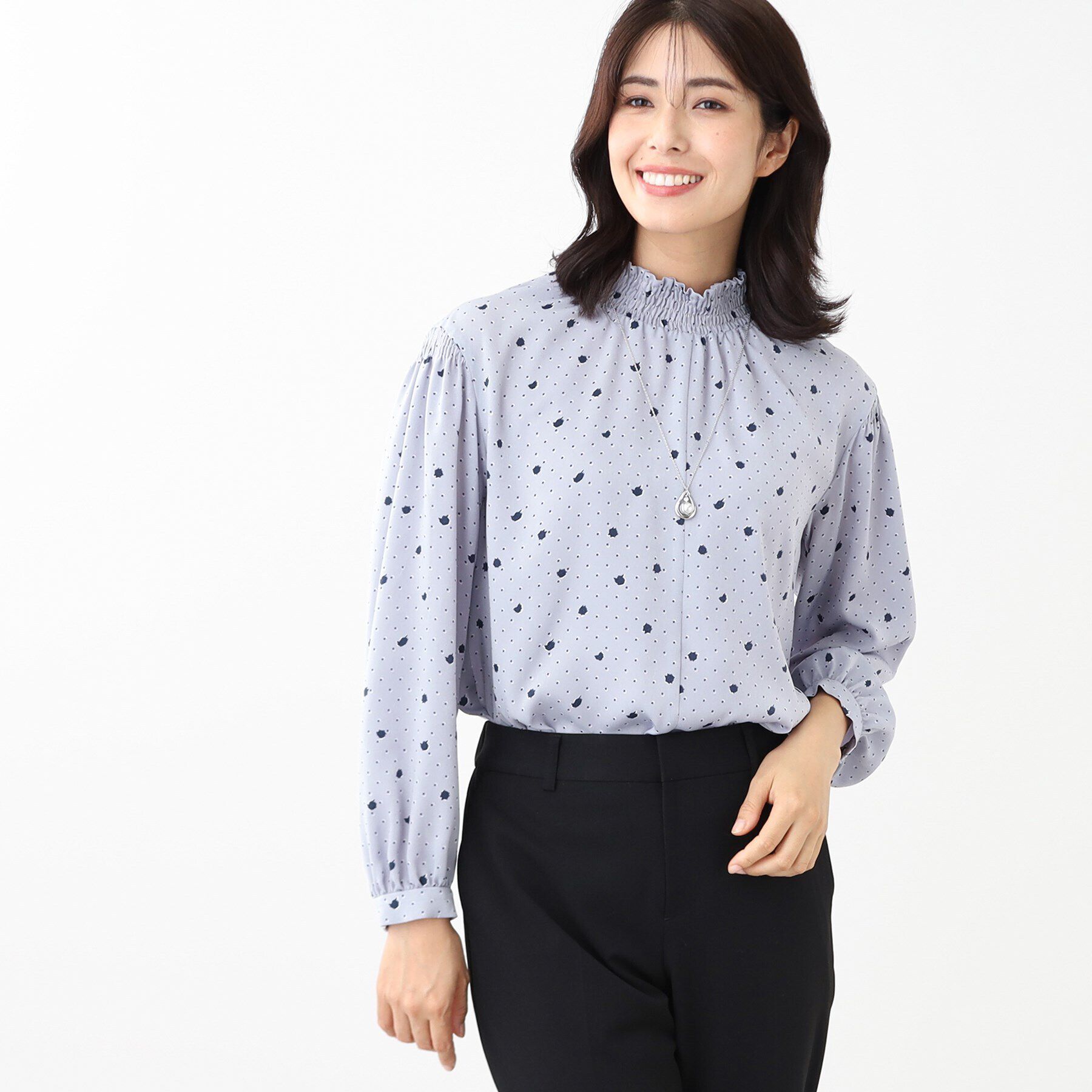 Reflect「【マシンウォッシュ可／セットアップ可】マーブルドットブラウス」|シャツ・ブラウス|