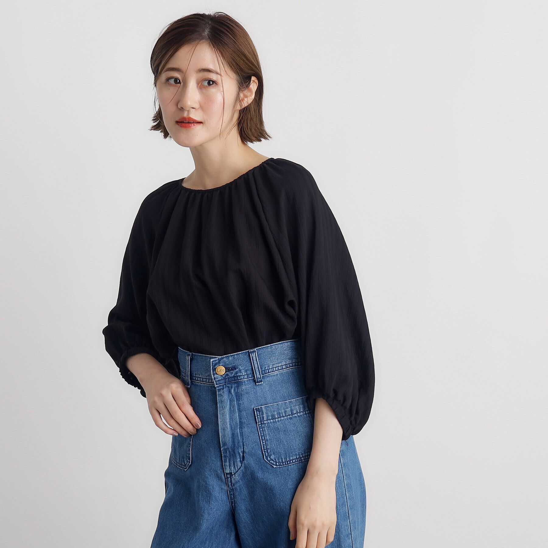 grove「ジャカードギャザーボリュームブラウス」|シャツ・ブラウス|