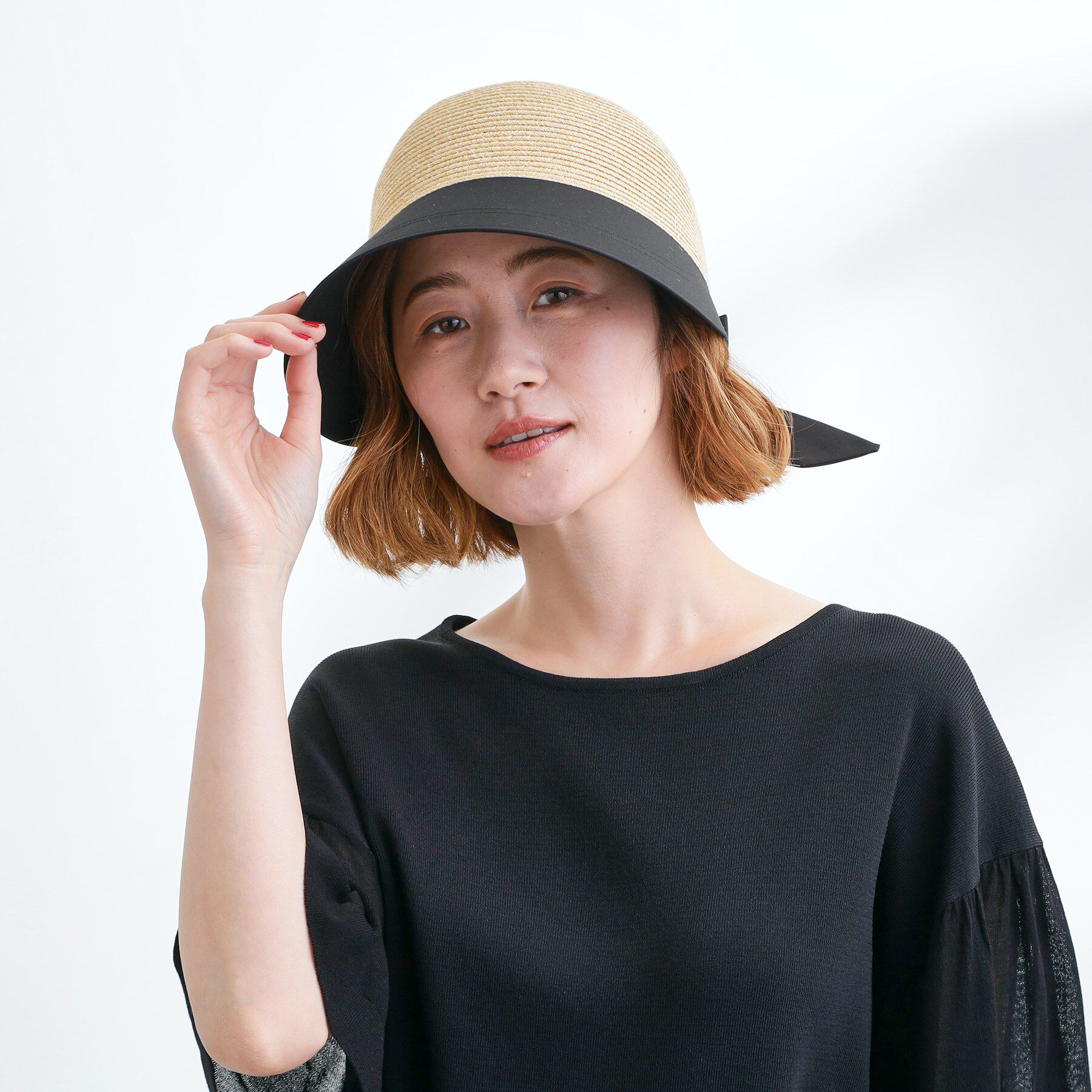 grove「ウォッシャブルブレード切替ワイドブリムリボンキャップ」|キャップ・キャスケット|