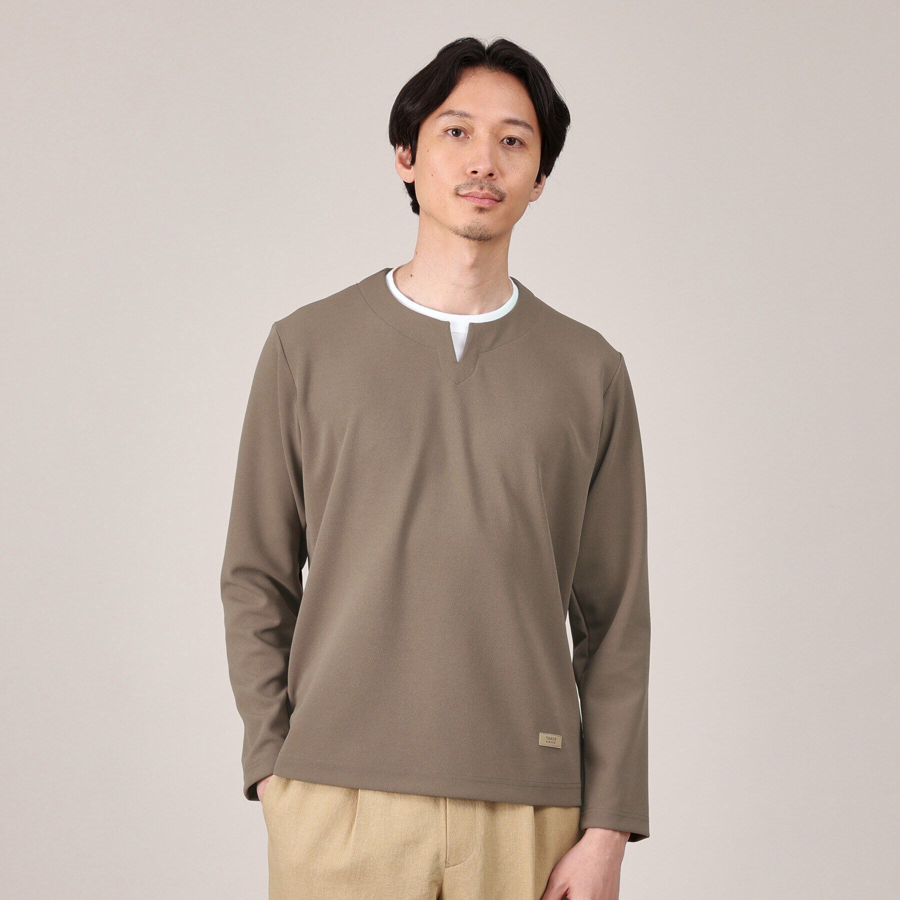 TAKEO KIKUCHI「【Made in JAPAN】フェイクレイヤード　キーネック　カットソー」|Tシャツ・カットソー|トープ(054)