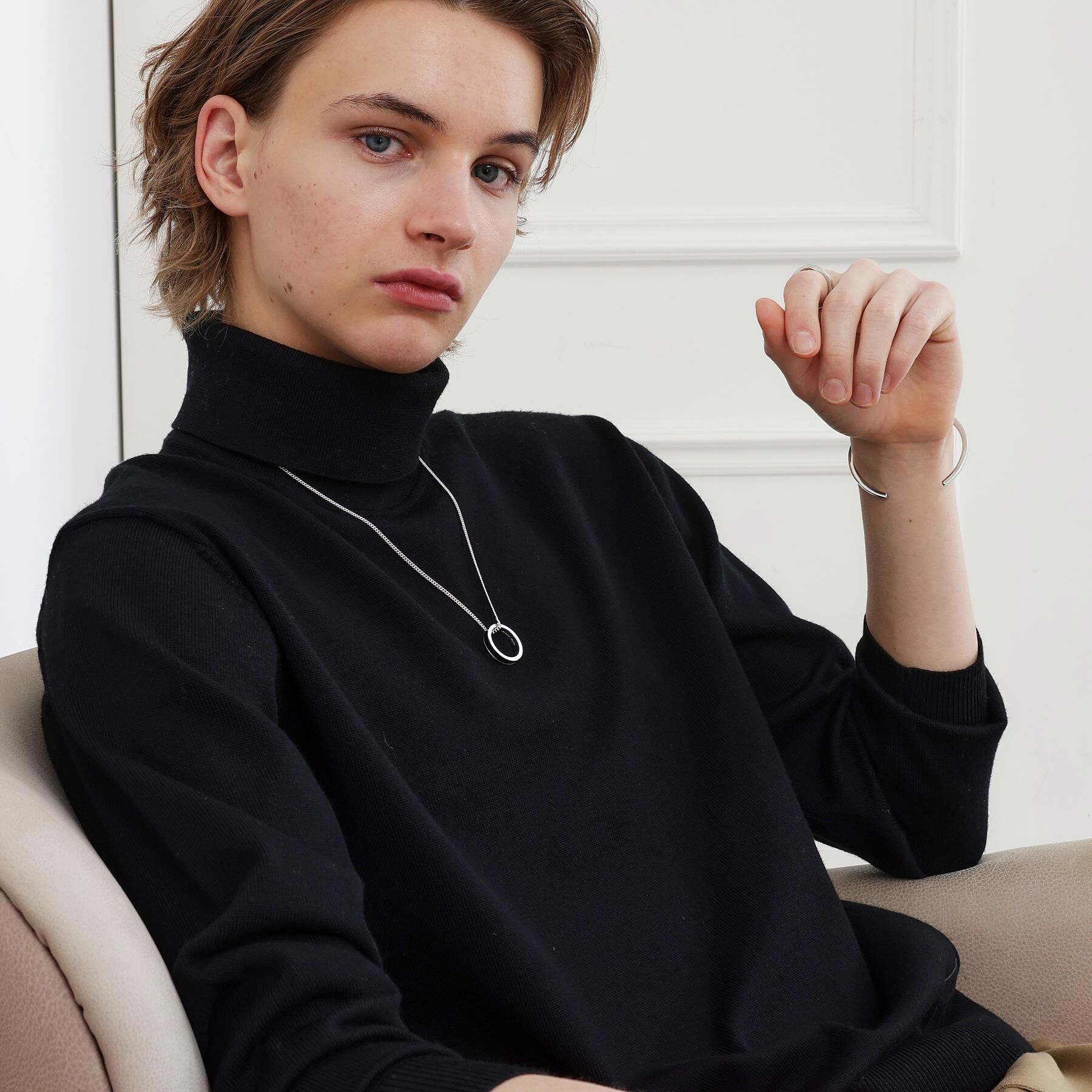 TAKEO KIKUCHI「ブラックラインリングトップネックレス」|ネックレス|