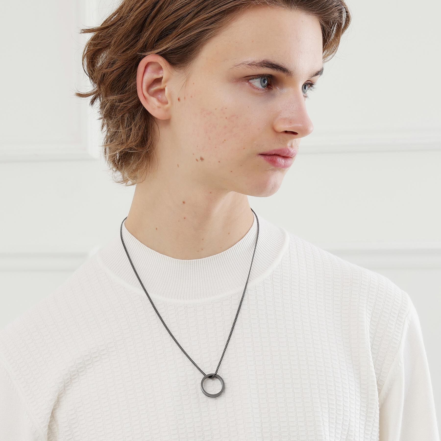 TAKEO KIKUCHI「ブラックラインリングトップネックレス」|ネックレス|