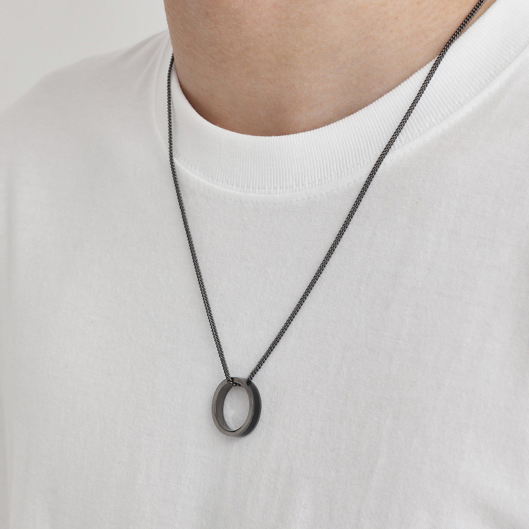 TAKEO KIKUCHI「ブラックラインリングトップネックレス」|ネックレス|