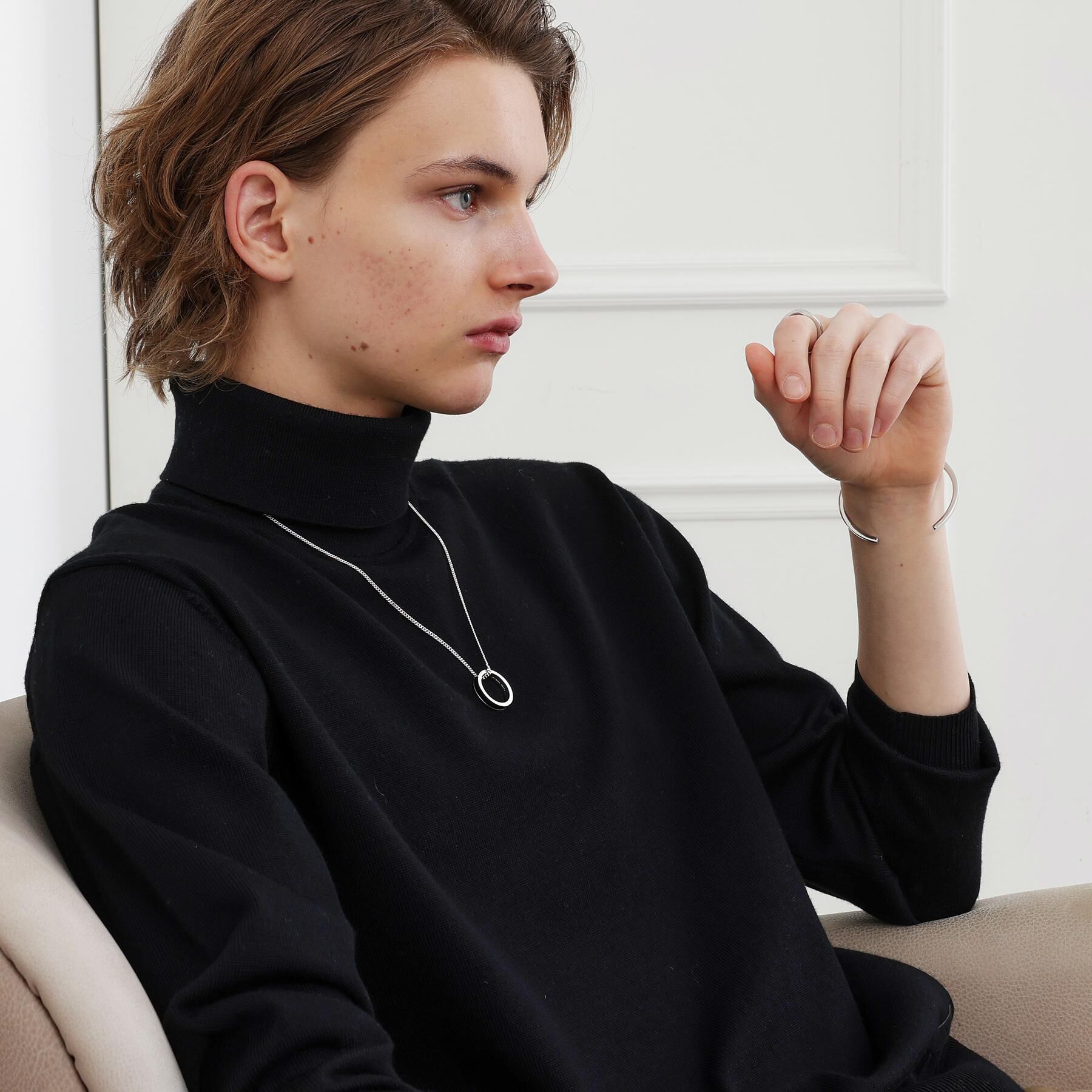 TAKEO KIKUCHI「ブラックラインリングトップネックレス」|ネックレス|