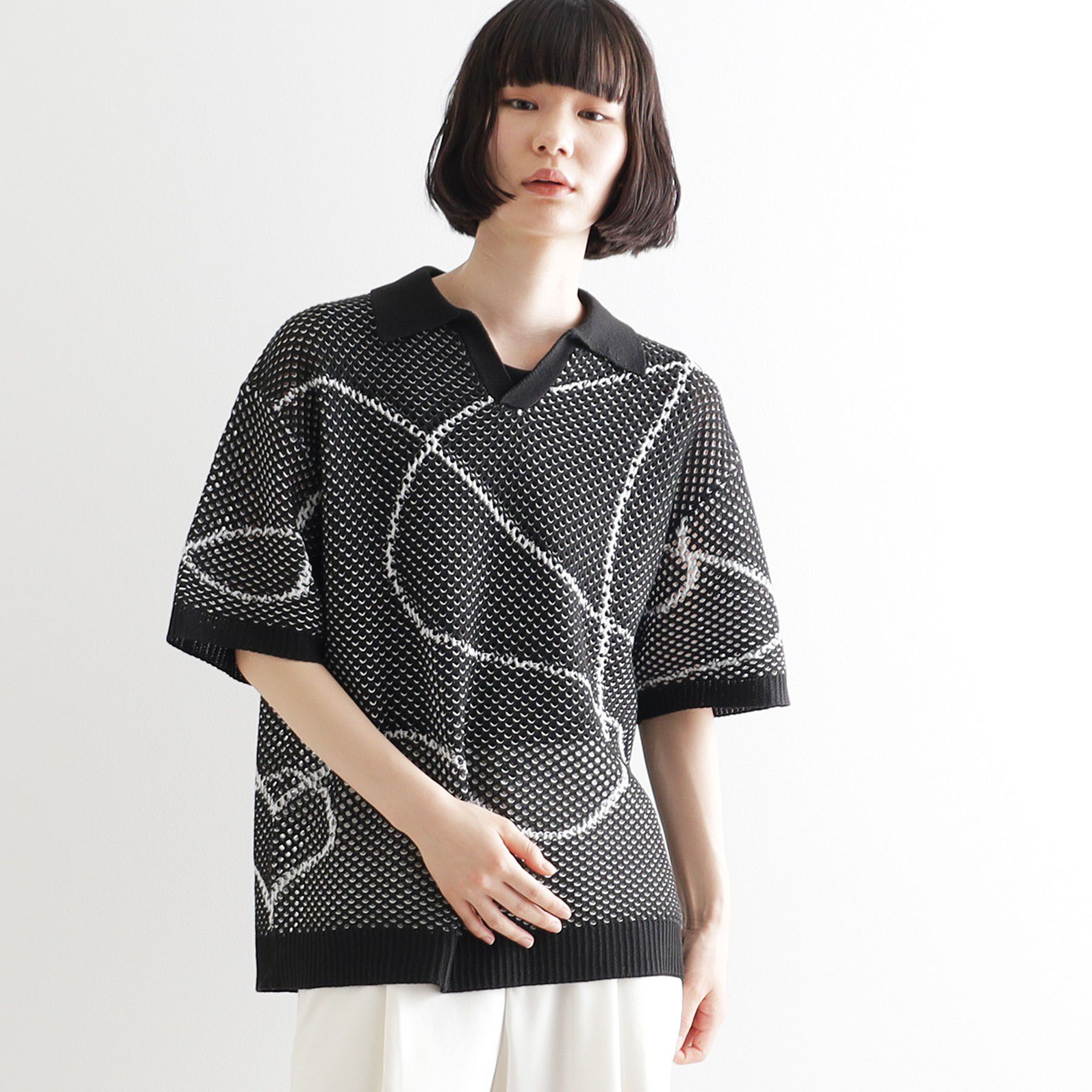 tk.TAKEO KIKUCHI「ラインアートニットポロ」|ニット・セーター|